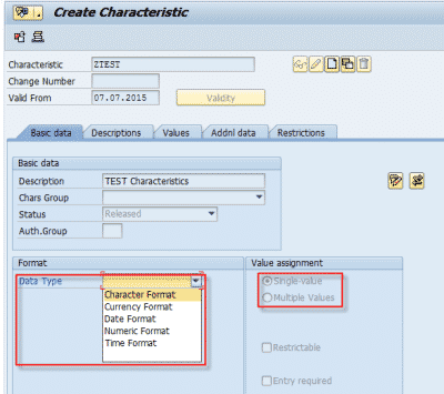 sap class characteristic assignment table