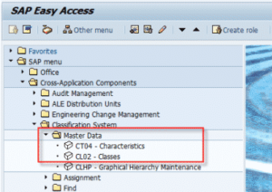 class and characteristics assignment table in sap