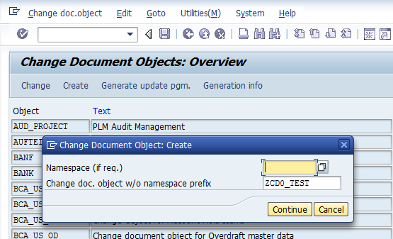 Create Change document Object