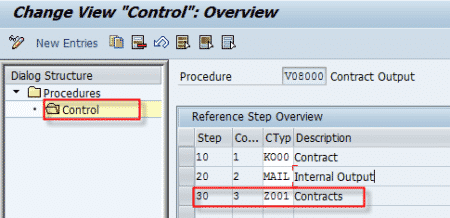 NACE Output Type Procedure Control