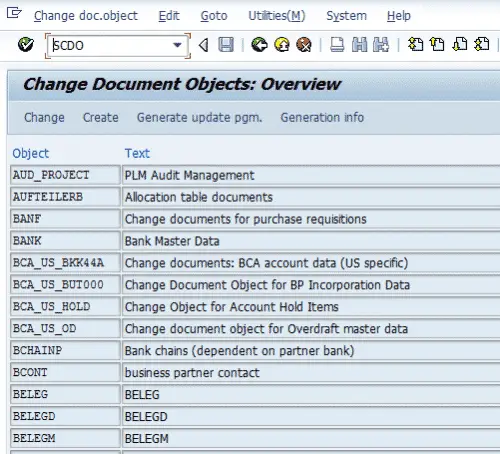 SCDO- Change Documents Object