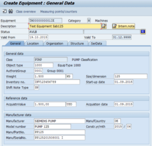 SAP PM Equipment Creation Explained – General Data (1) – SAP4TECH