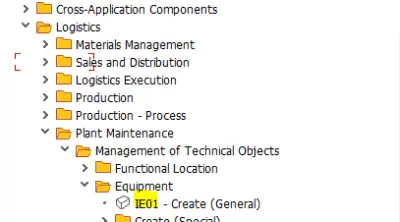 IE01: Create Equipment in SAP PM