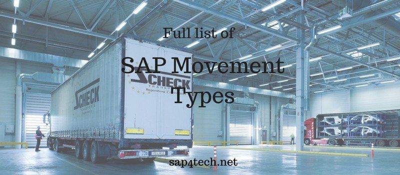 Full list of SAP Movement Types