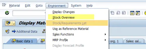 Material de resumen de stock de SAP